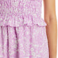 AQUA Womens Dress L / Purple AQUA - Floral Print Tie Strap Dress