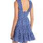 AQUA Womens Dress L / Navy AQUA - Floral Tile Print Poplin Tiered Short Dress