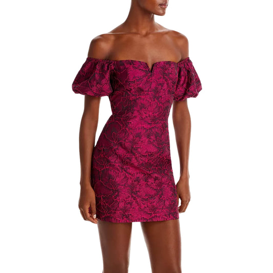 AQUA Womens Dress S / Multi-Color AQUA - Off The Shoulder Floral Print Mini Dress