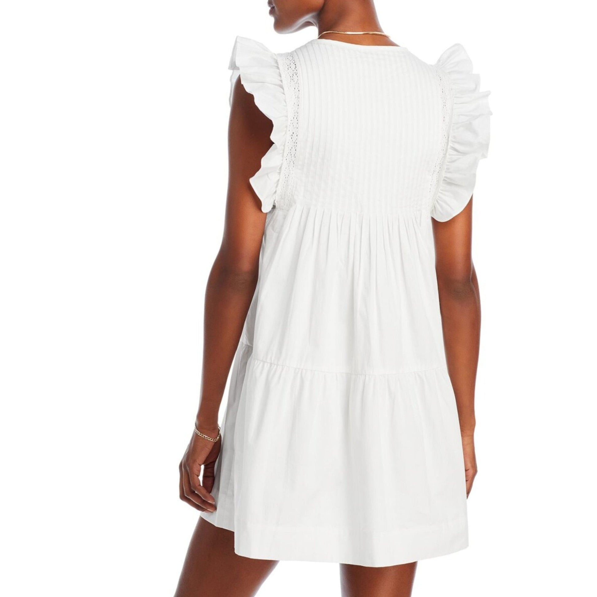 AQUA Womens Dress S / White AQUA - Pleated Short Dress