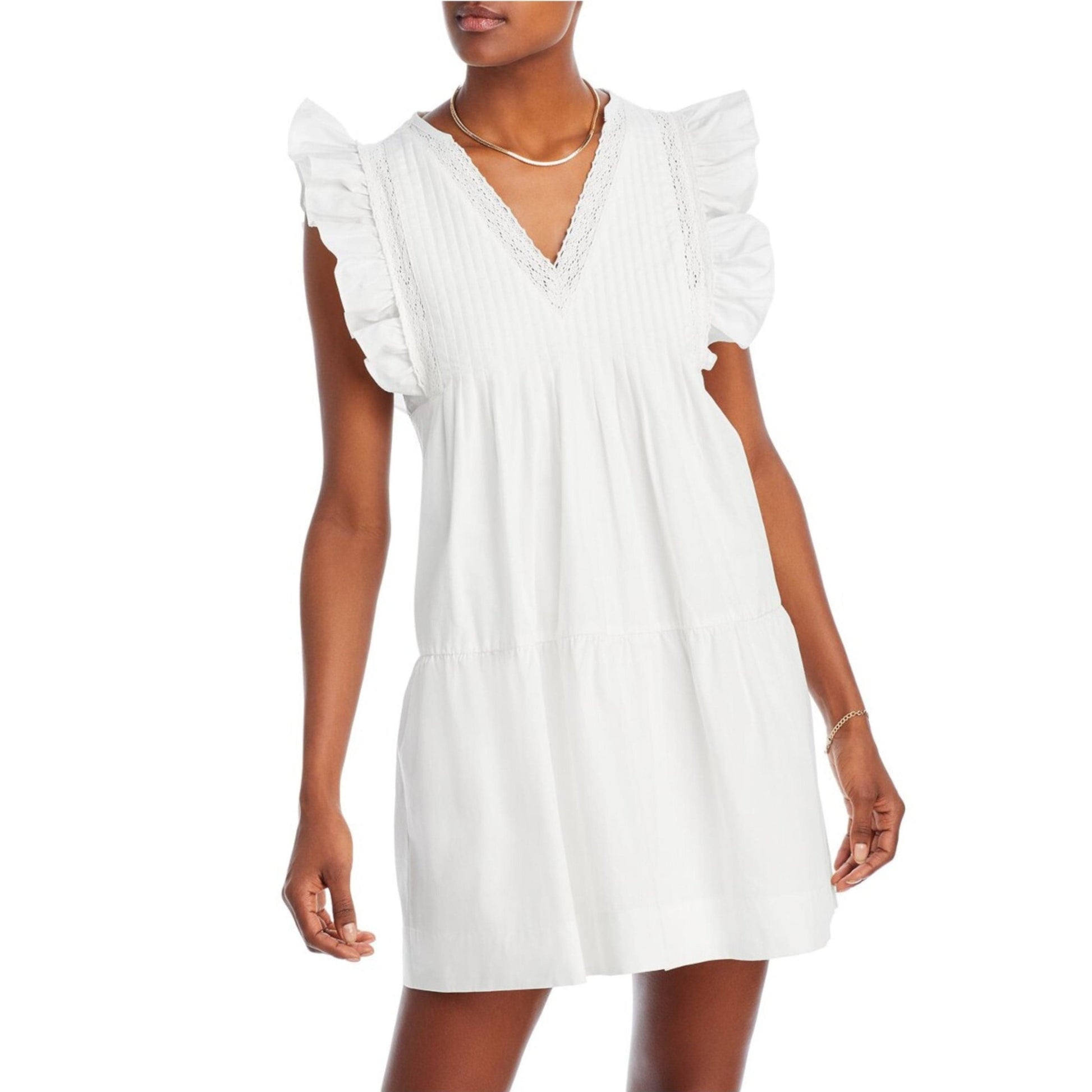 AQUA Womens Dress S / White AQUA - Pleated Short Dress