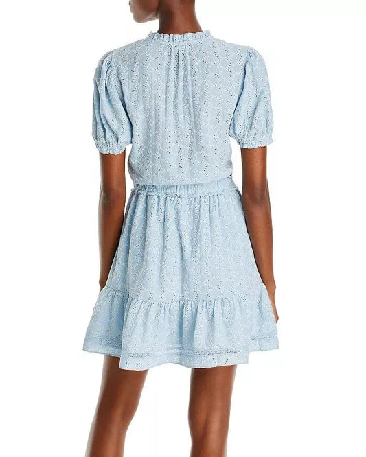 AQUA Womens Dress S / Blue AQUA - Socialite Surplice Trim Mixing Short Dress