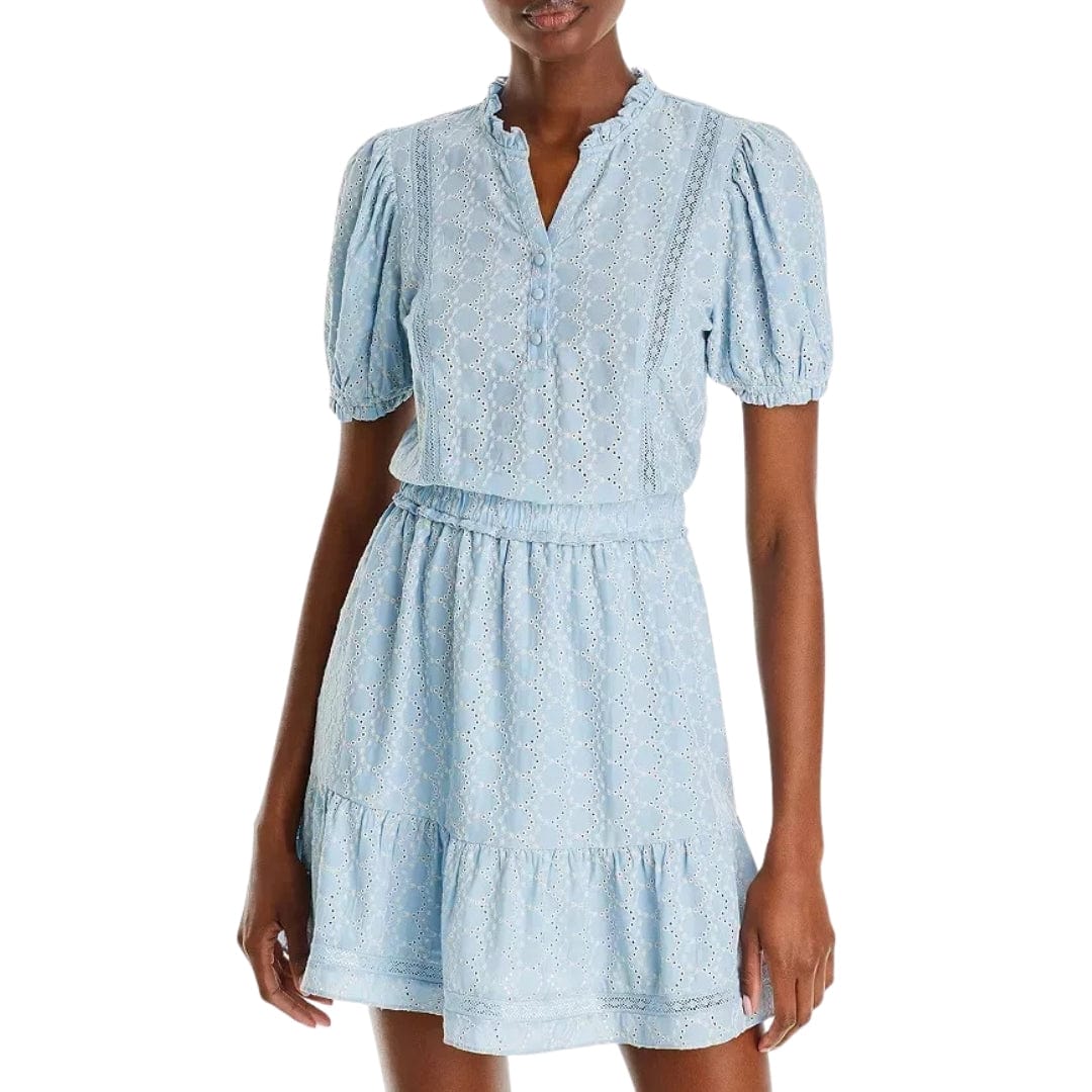 AQUA Womens Dress S / Blue AQUA - Socialite Surplice Trim Mixing Short Dress