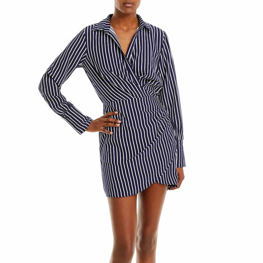 AQUA Womens Dress M / Navy AQUA - Striped Short Dress