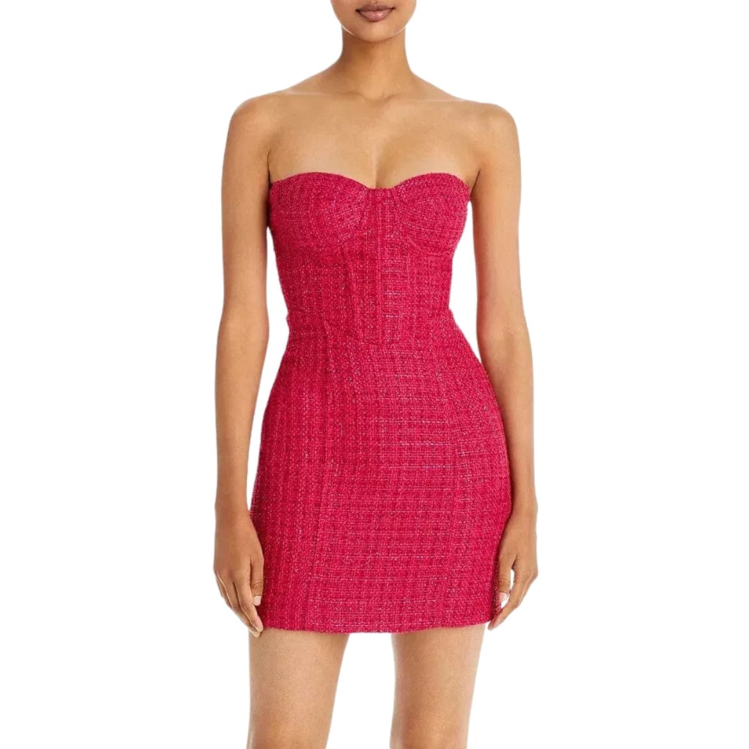 AQUA Womens Dress M / Pink AQUA - Tweed Bustier Dress