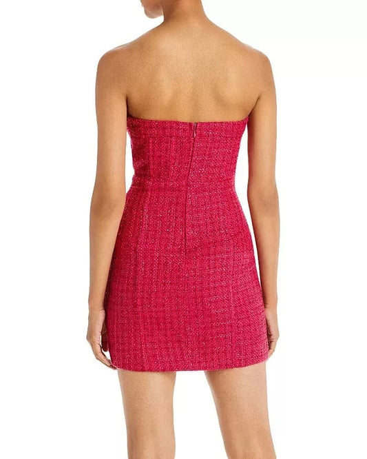 AQUA Womens Dress M / Pink AQUA - Tweed Bustier Dress