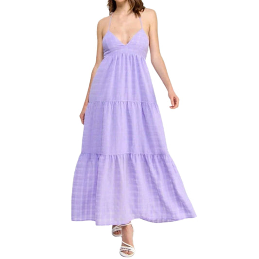 AQUA Womens Dress L / Purple AQUA - V-Neck Long Halter Dress