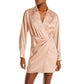 AQUA Womens Dress XS / Beige AQUA - Women's Satin Printed Short Dress