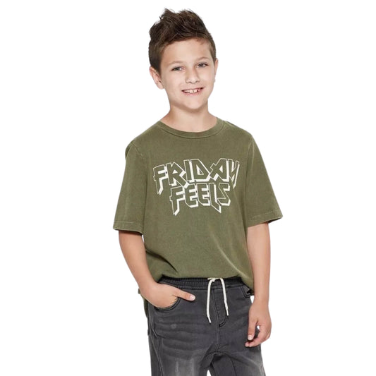 ART CLASS Boys Tops XL / Green ART CLASS - Friday Feels  Short Sleeve Graphic T-Shirt