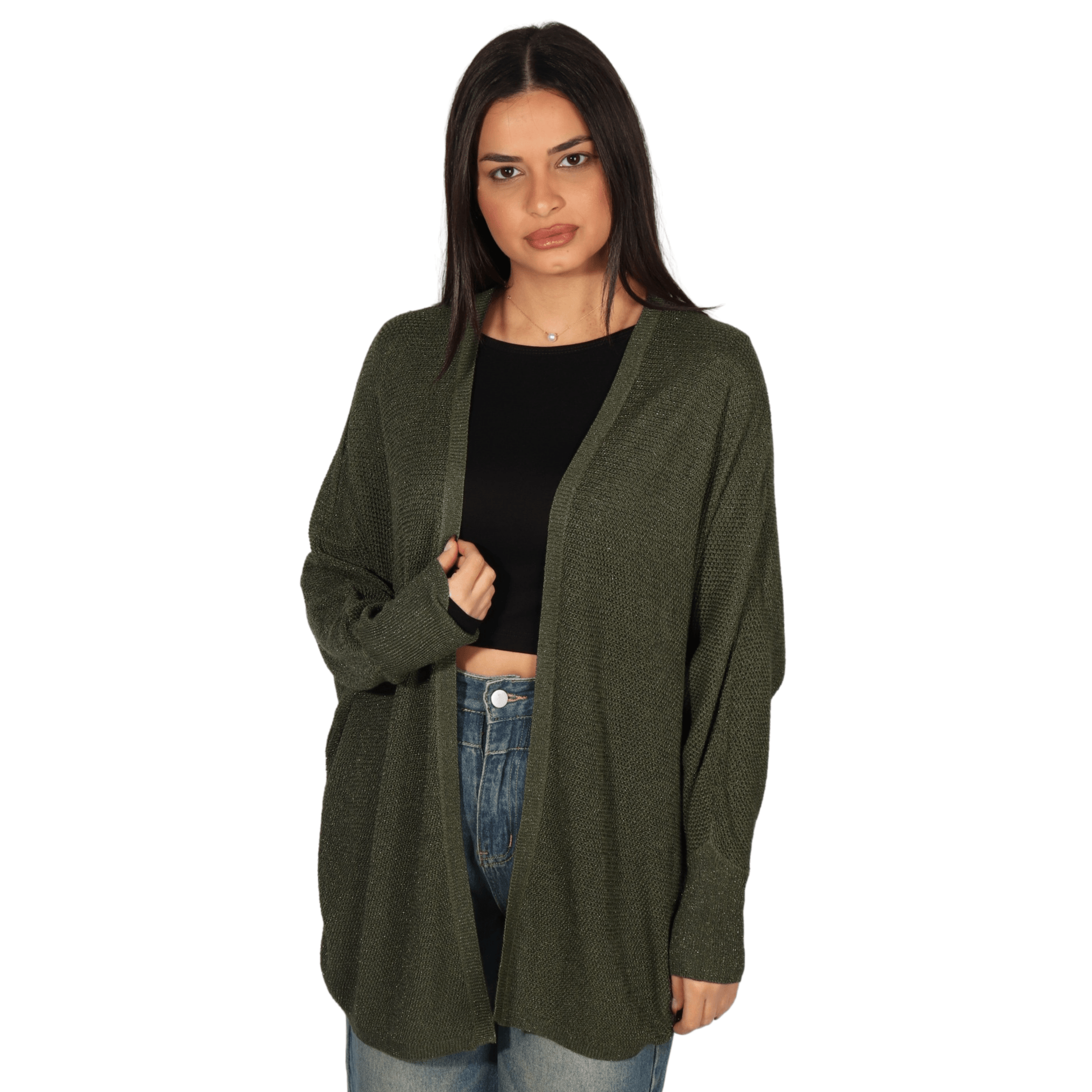 ART LOVE Womens Jackets M / Green ART LOVE - Solid woven cardigan