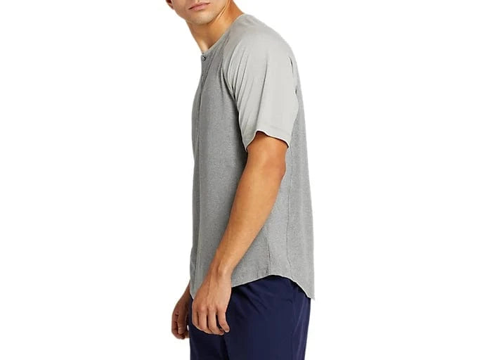 ASICS Mens sports M / Grey ASICS - Performance Short Sleeve Henley