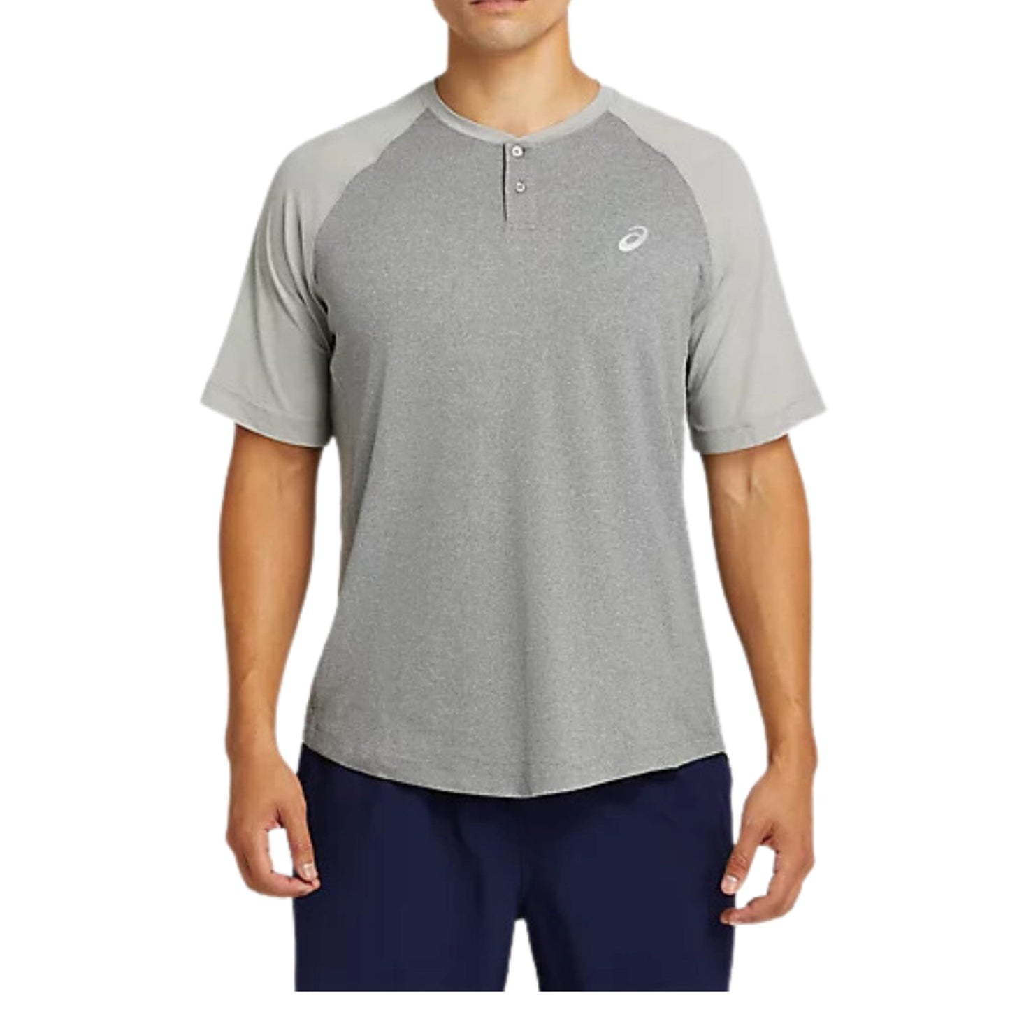 ASICS Mens sports M / Grey ASICS - Performance Short Sleeve Henley