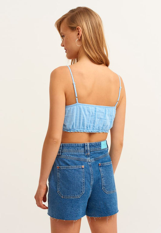 OXXO - Strappy and Pleated Crop Top