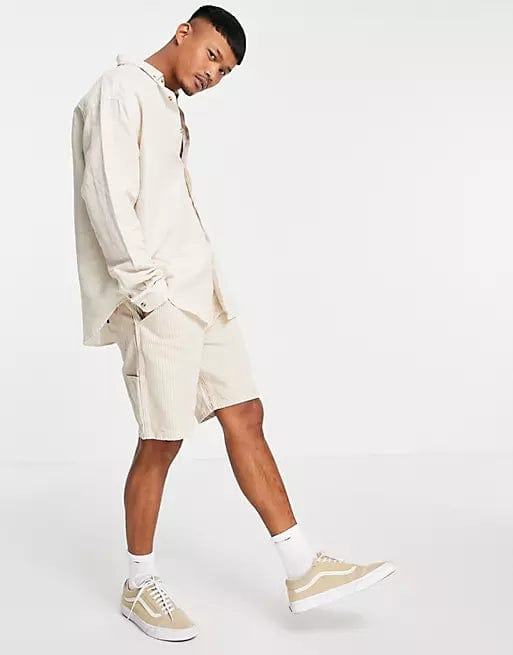 ASOS Mens Tops XXXL / Off-White ASOS -  90s Oversized Linen Shirt In Ecru