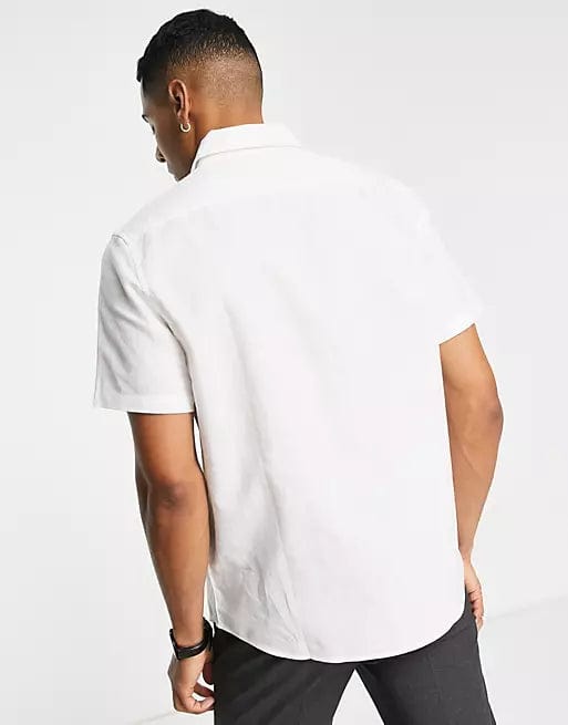 ASOS Mens Tops M Long Tall / White ASOS - Regular Smart Linen Shirt