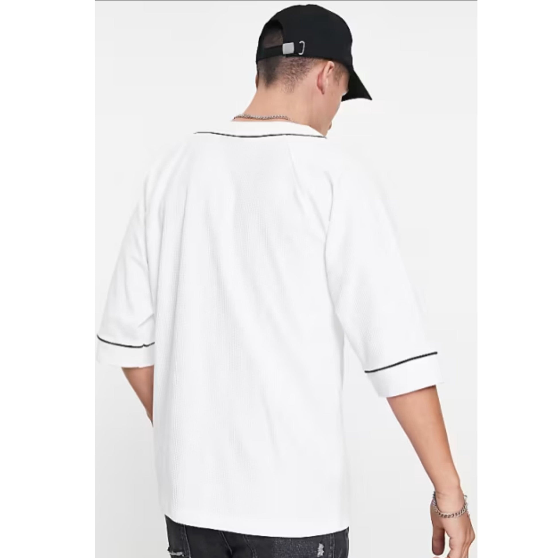 ASOS Mens Tops ASOS - Relaxed Waffle Baseball Shirt