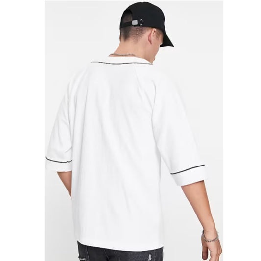 ASOS Mens Tops ASOS - Relaxed Waffle Baseball Shirt