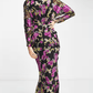 ASOS Womens Dress S / Multi-Color ASOS -  Floral Printed Maxi Dress With Batwing Sleeve And Wrap Waist