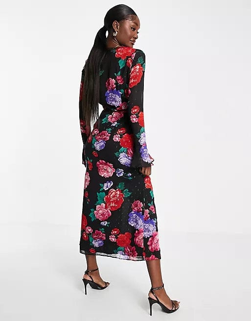 ASOS Womens Dress XS / Multi-Color ASOS - Tall button through maxi tea dress