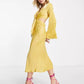 ASOS Womens Dress XL / Yellow ASOS - Tie Front Satin Midi Dress