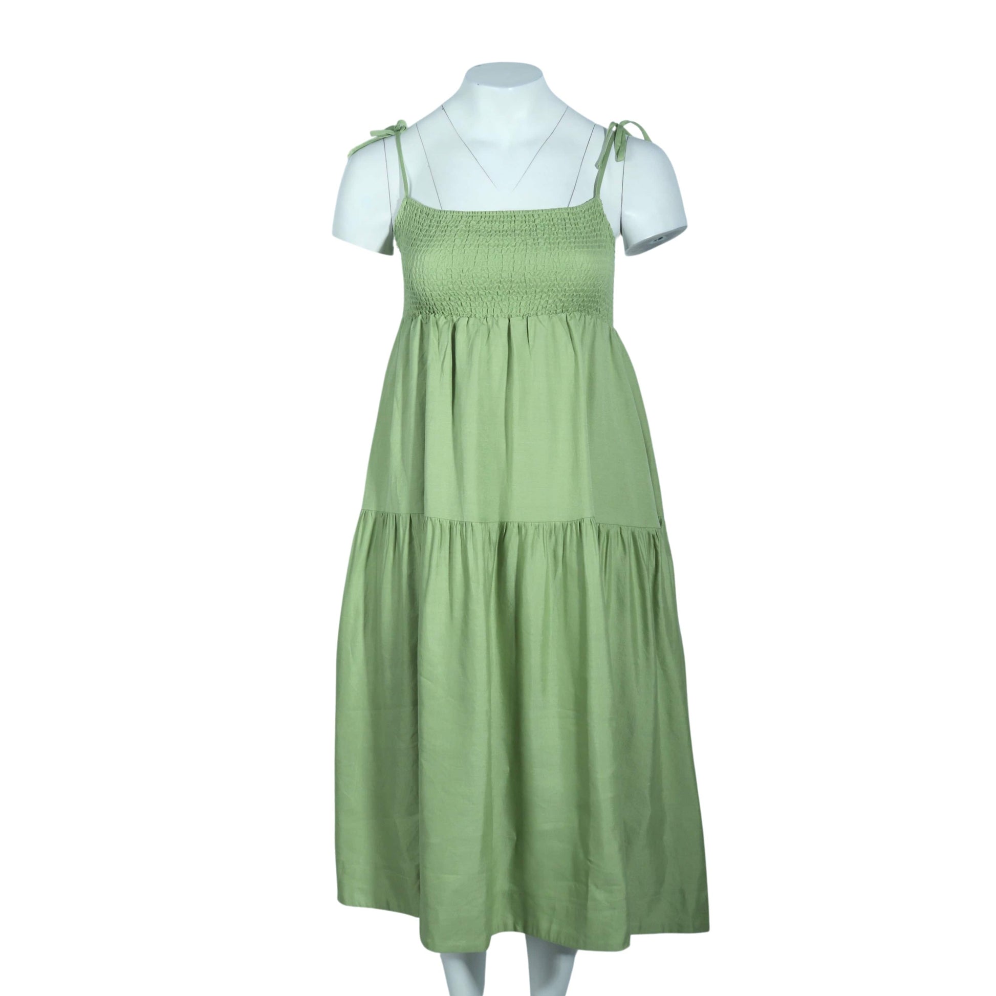 ASTR Womens Dress L / Green ASTR - Smocked Ruffled Midi Dress