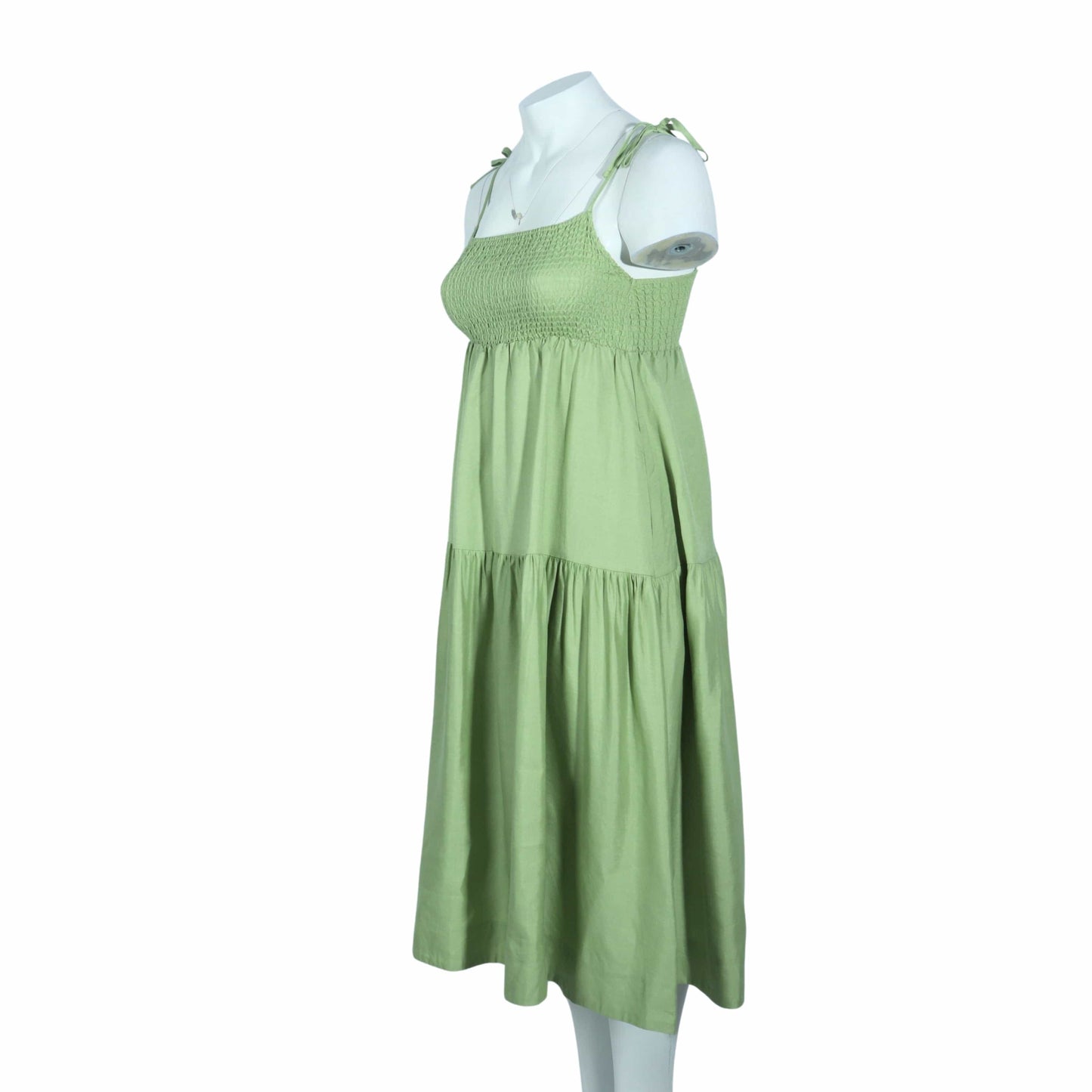 ASTR Womens Dress L / Green ASTR - Smocked Ruffled Midi Dress