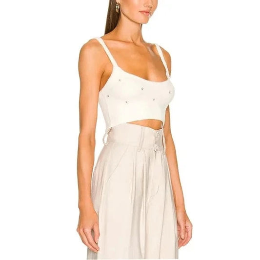 ASTR Womens Tops M / White ASTR - Embellished Sweater Crop Top
