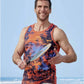 ATLAS FOR MEN Mens Tops XXXXL / Orange ATLAS FOR MEN - Printed Design Sleeveles T-Shirt