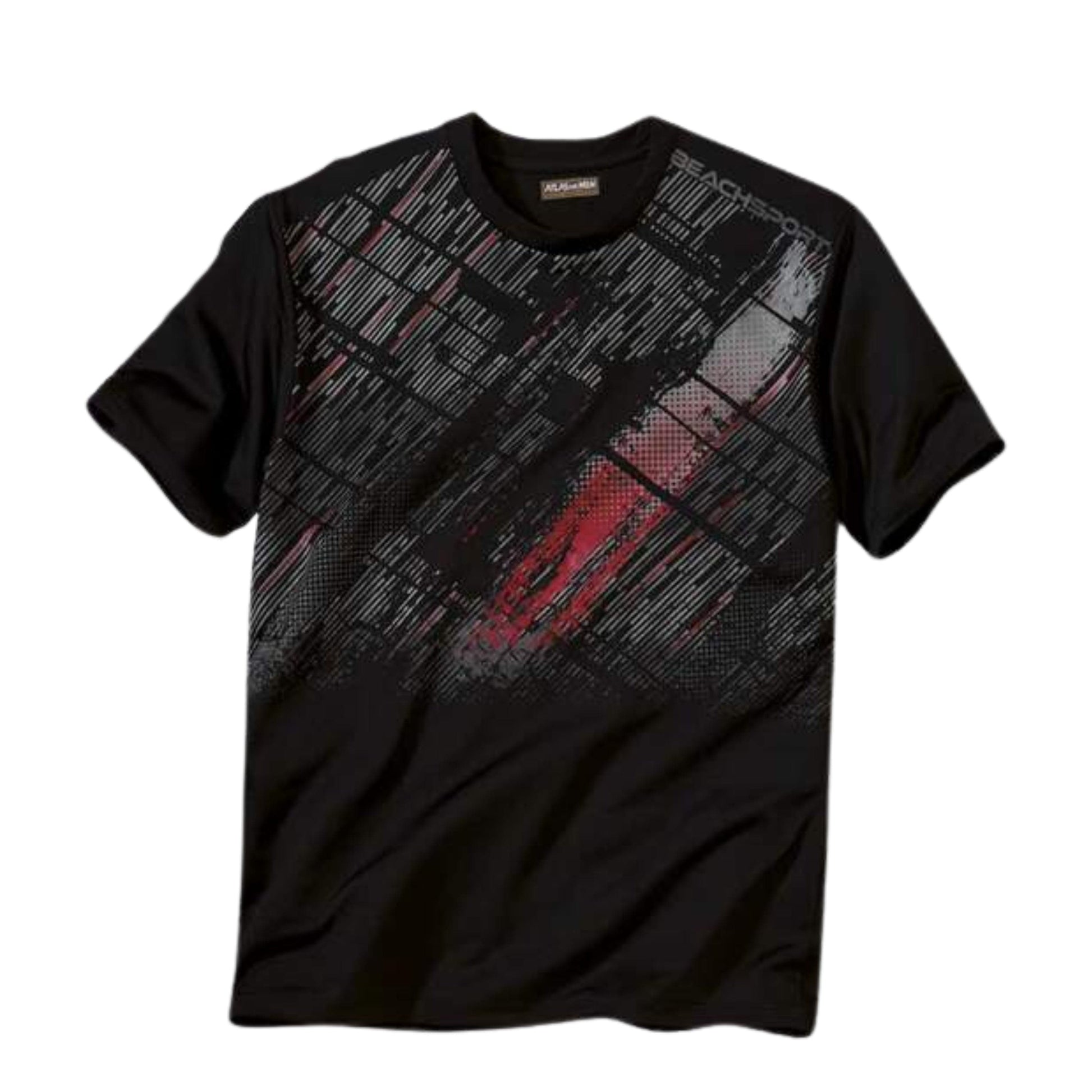 ATLAS FOR MEN Mens Tops L / Black ATLAS FOR MEN - Printed Short Sleeveles T-Shirt
