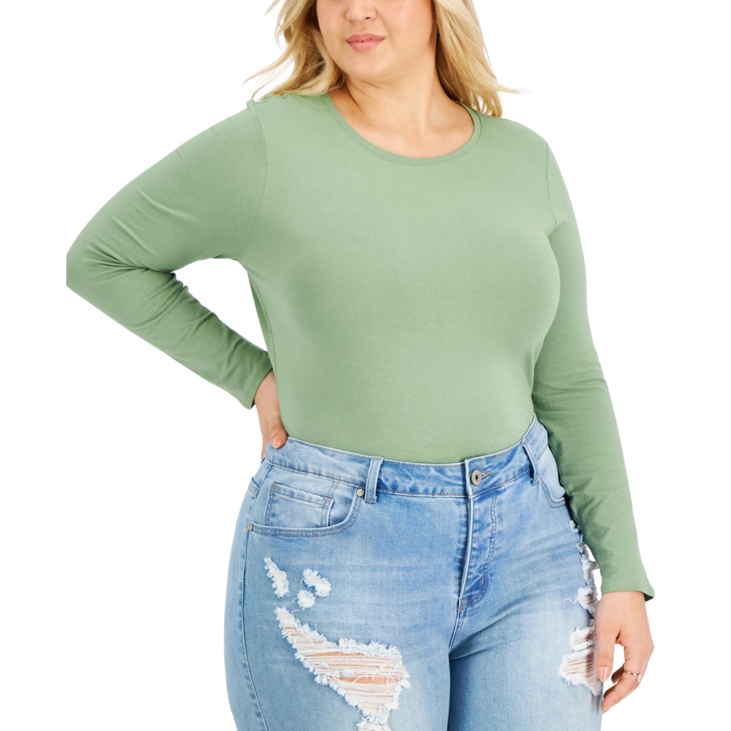 AVETO Womens Tops XXL / Green AVETO - Crewneck long sleeve t-shirt