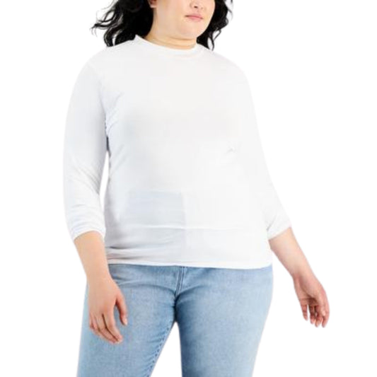 AVETO Womens Tops XXXXL / White AVETO - Plus Size Mock Neck Long-Sleeve Top