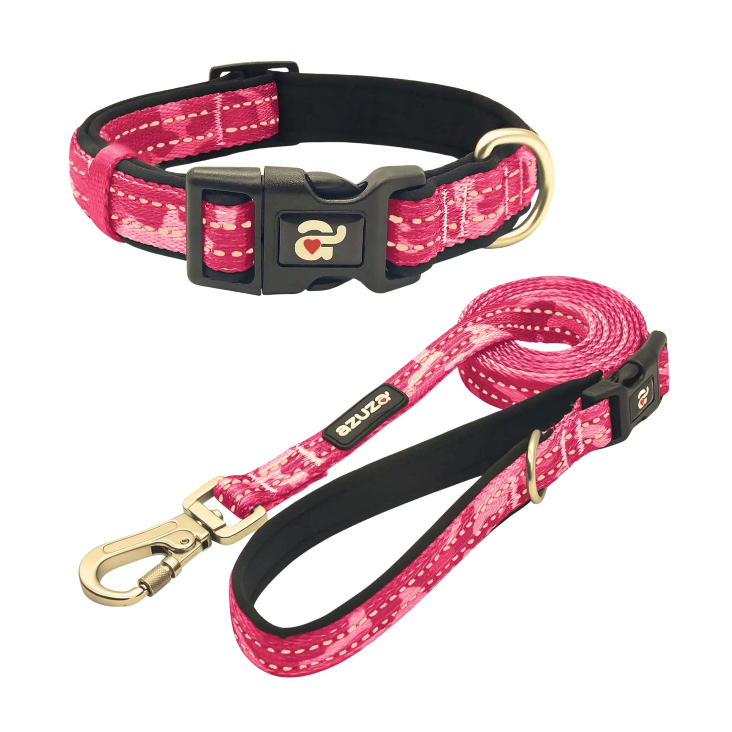 AZUZA Pet Accessories Pink AZUZA - Reflective Dog Collar and Leash Set