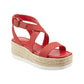 BANDOLINO Womens Shoes 40.5 / Red BANDOLINO - Open Toe Ankle Strap Wedge Sandals