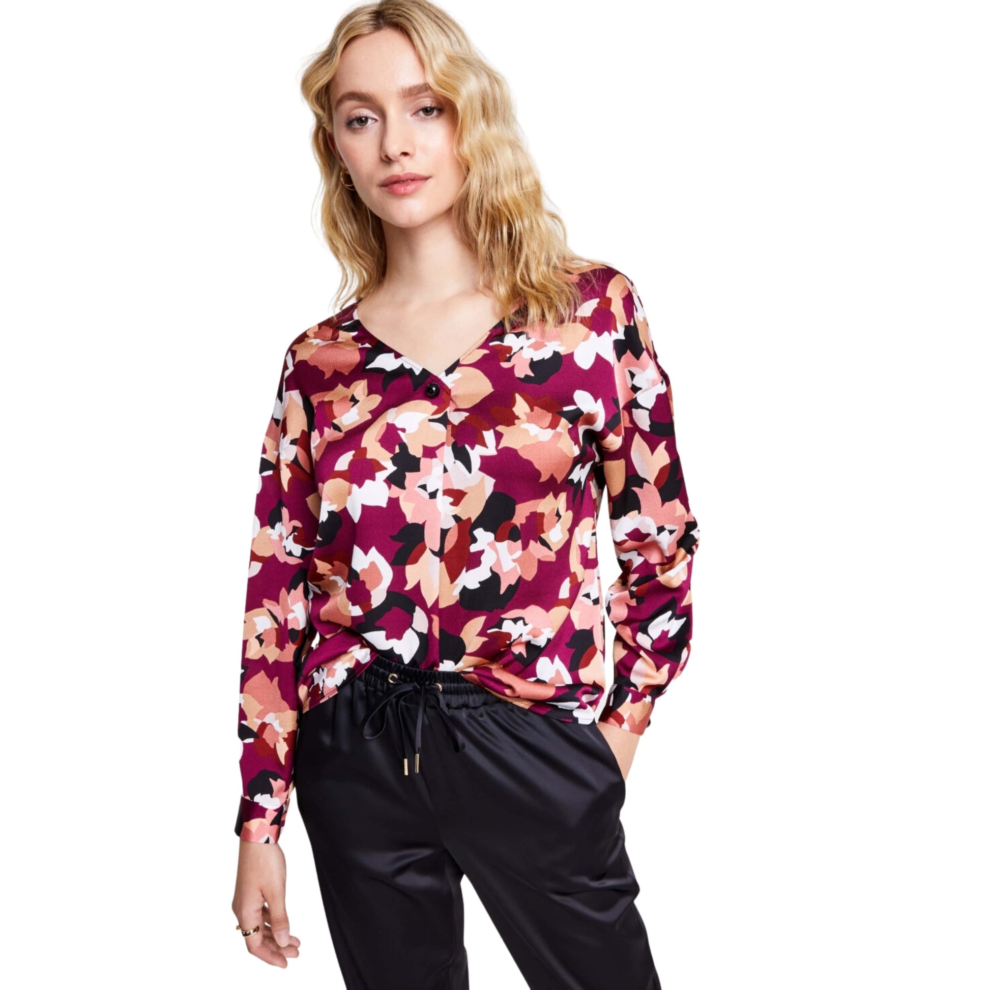 BAR III Womens Tops XXS / Multi-Color BAR III - Abstract Floral-Print Top