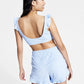 BAR III Womens Tops XL / Blue BAR III - Ruffled Terry Bralette Crop Top