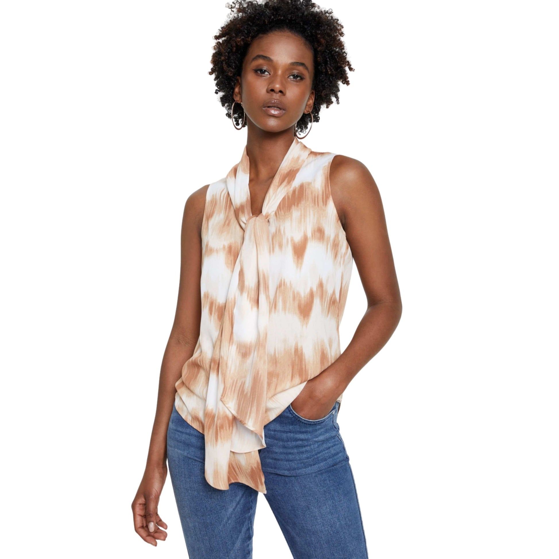 BAR III Womens Tops M / Multi-Color BAR III - Tie Dye Bow Blouse