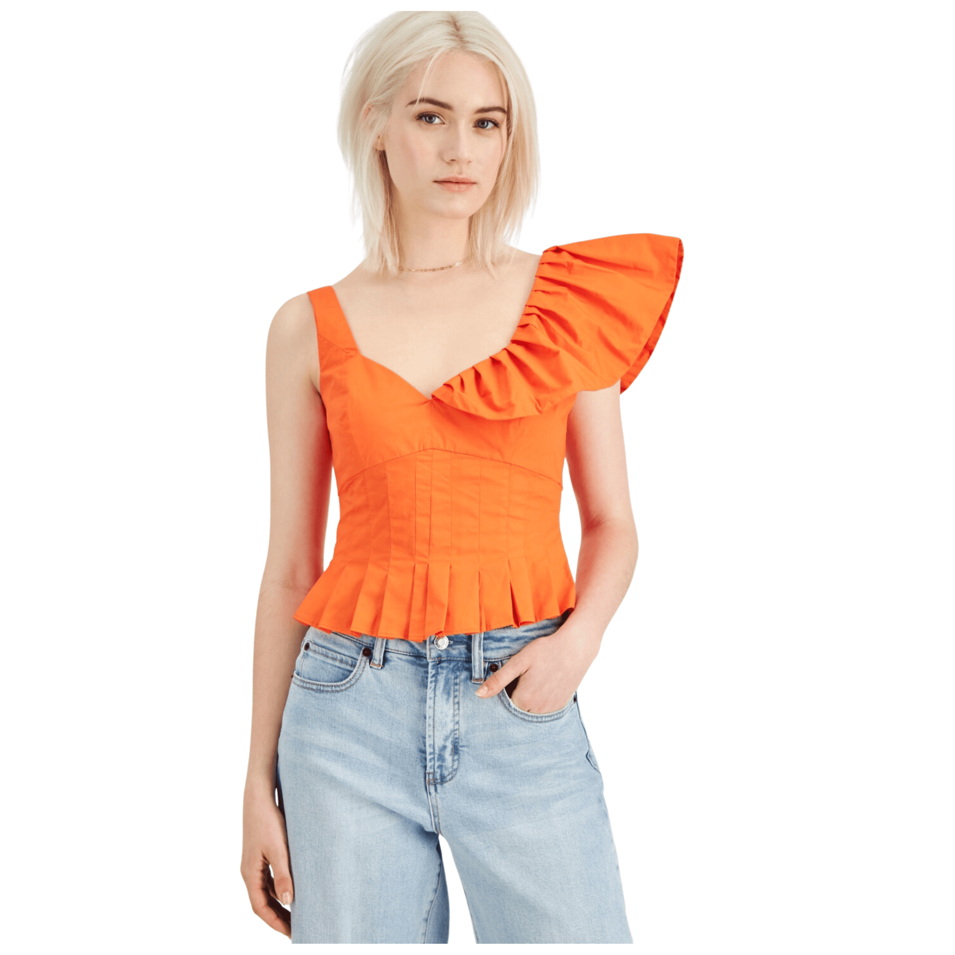BARDOT Womens Tops XS / Orange BARDOT -  Ruffled Peplum Blouse