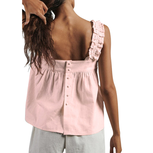 BARE Womens Tops XS / Pink BARE - Button design Hemp blouse