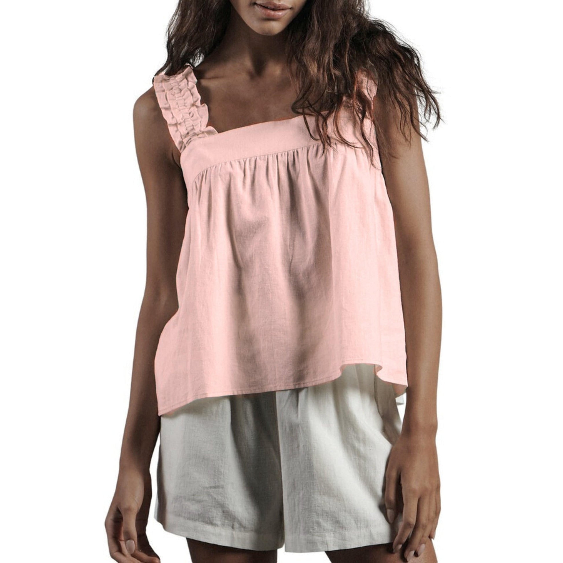 BARE Womens Tops XS / Pink BARE - Button design Hemp blouse