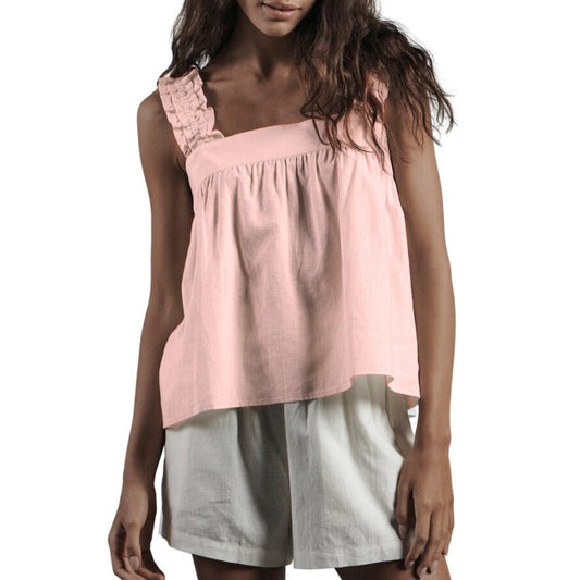BARE Womens Tops XS / Pink BARE - Button design Hemp blouse