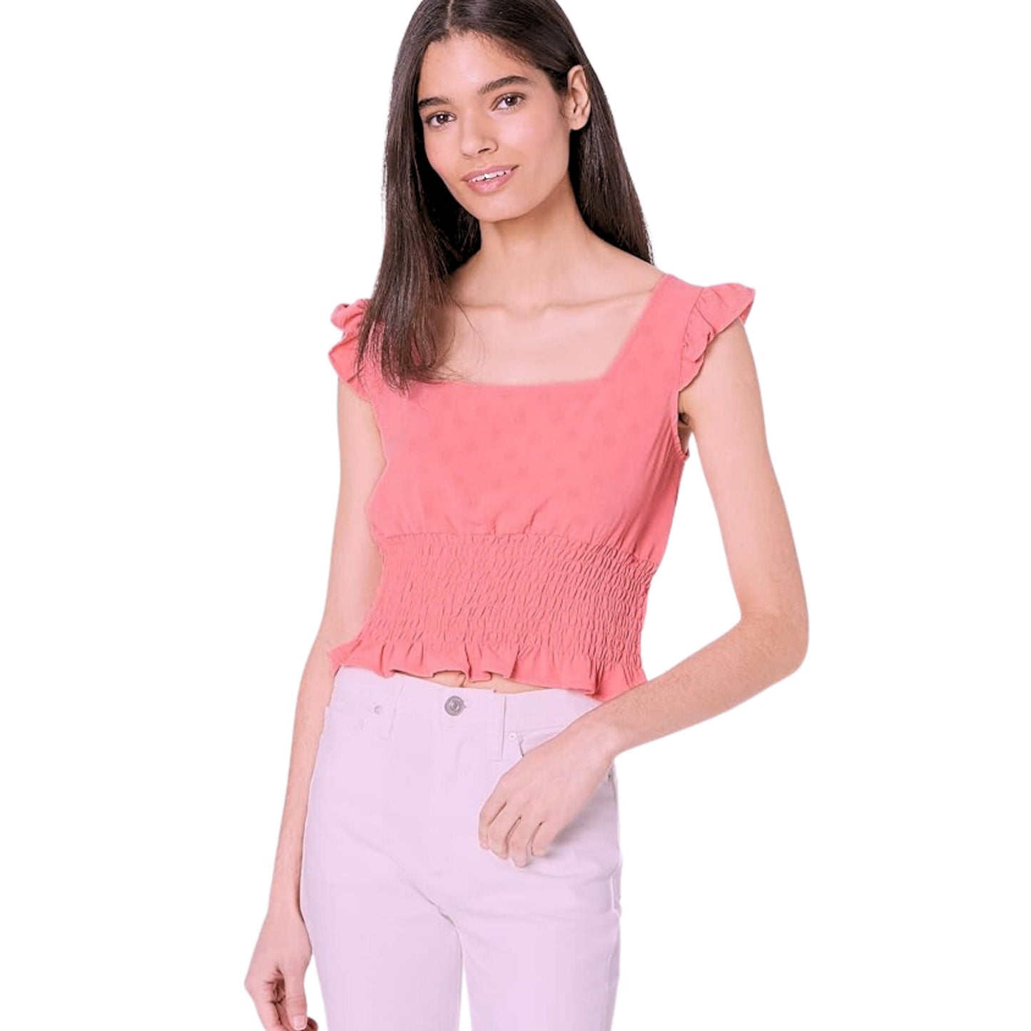 BCBG Womens Tops S / Coral BCBG - Ruffle Strap Smocked Top