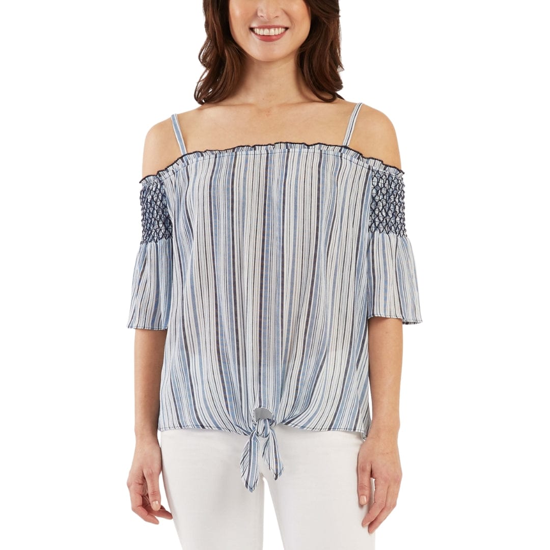 BCX S / Multi-Color BCX - Off-the-Shoulder Tie-Hem Top