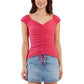 BCX Womens Tops M / Pink BCX -  Cap-Sleeve Drawstring-Front Top