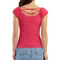 BCX Womens Tops M / Pink BCX -  Cap-Sleeve Drawstring-Front Top