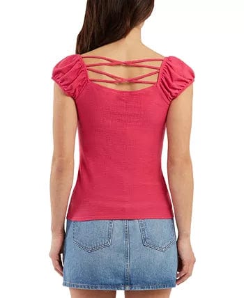 BCX Womens Tops M / Pink BCX -  Cap-Sleeve Drawstring-Front Top