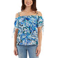 BCX Womens Tops L / Multi-Color BCX - Off-The-Shoulder Drawstring-Sleeve Top