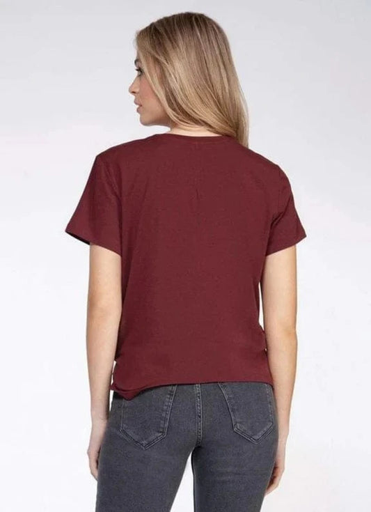 BCX Womens Tops XS / Red BCX - Twisted-Hem Cap-Sleeve Top