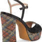 BETSEY JOHNSON Womens Shoes 37.5 / Multi-Color BETSEY JOHNSON - Alaia Plaid Print Platform Sandal