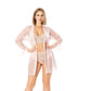 BEYOND Womens Underwear L / Pink Dedo Powder Lace Detailed Dressing Gown Set