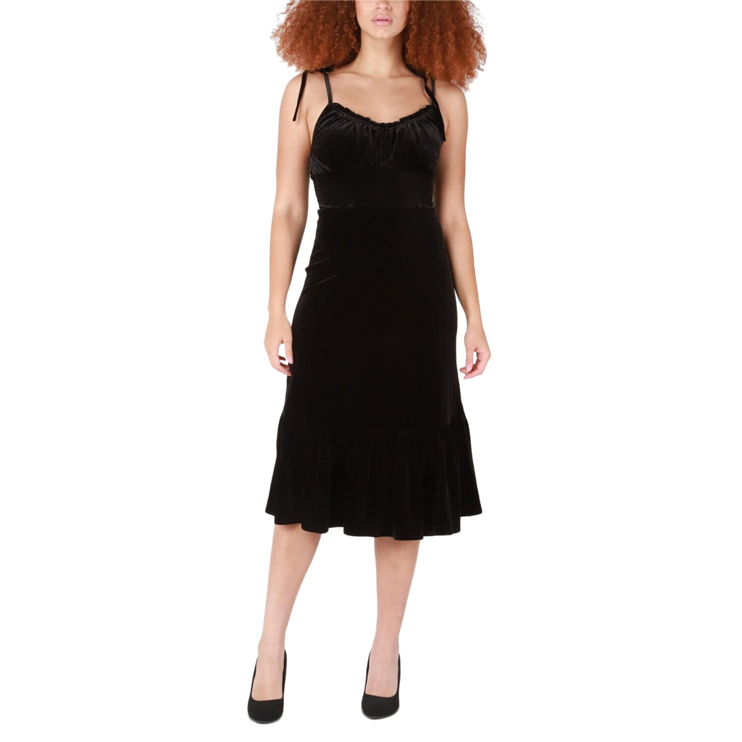 BLACK TAPE Womens Dress M / Black BLACK TAPE - Velvet Strappy MIDI Dress